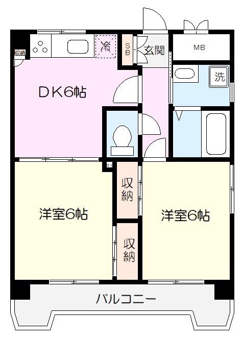 エクセル新川崎(2DK/3階)の間取り写真