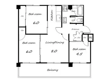 ヴィラナリー加東III 2号棟(3LDK/3階)の間取り写真