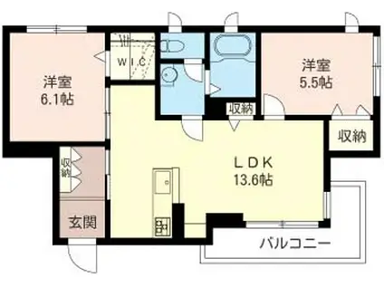 プルース(2LDK/2階)の間取り写真