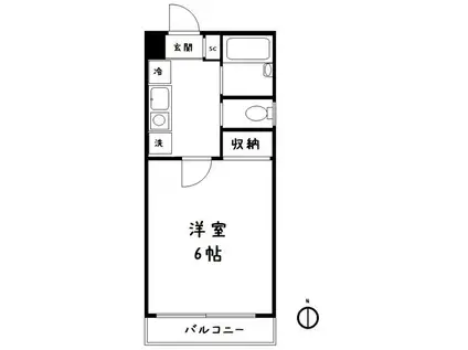 アーケイディア(1K/2階)の間取り写真