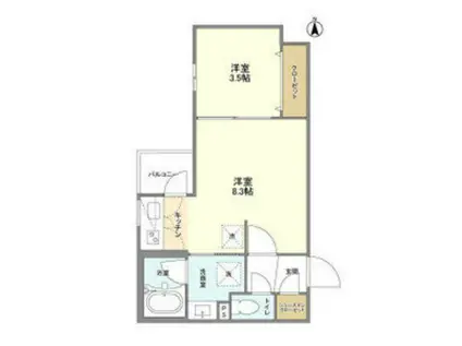 ウェルスクエア京都智恵光院(1LDK/4階)の間取り写真