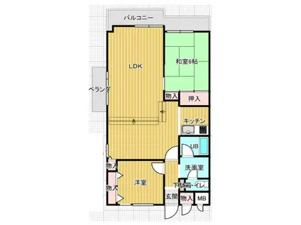 朝日プラザ松原B棟(2LDK/5階)の間取り写真