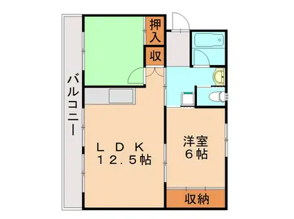 ヴィラナリー中間II 1棟(2LDK/3階)の間取り写真