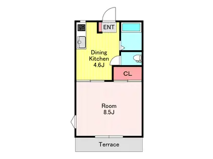 ニューパールハイツ(1DK/1階)の間取り写真