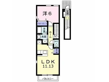 KSAP I(1LDK/2階)の間取り写真