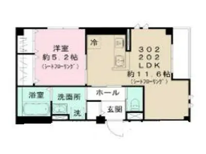 川崎市中原区木月3丁目計画(1LDK/3階)の間取り写真