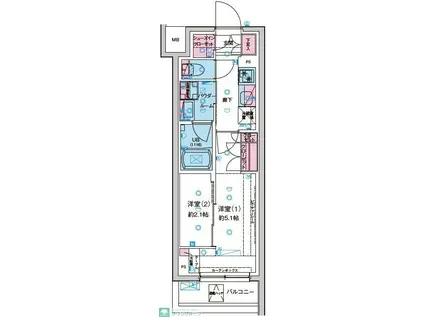 GENOVIA西新井(1K/5階)の間取り写真