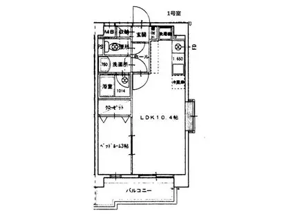 ラ・ホヤ・ハナクマ(1LDK/4階)の間取り写真