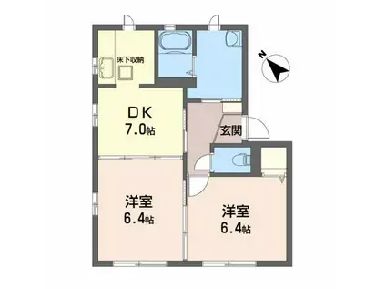 プラティークB(2DK/1階)の間取り写真