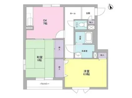 パラシオンM(2DK/1階)の間取り写真