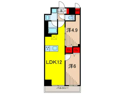 DAIWA GRACE MAISON 亀有(2LDK/2階)の間取り写真