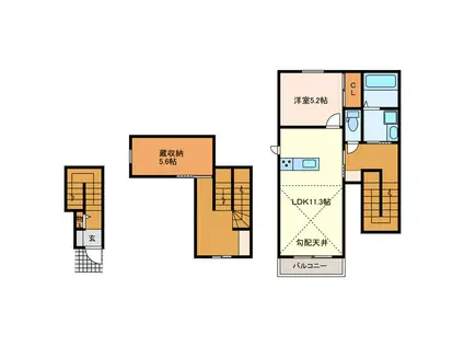 LUMIERE BOIS(1SLDK/2階)の間取り写真