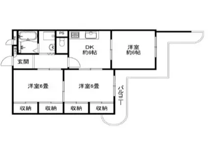 エバーグリーン淀川4号棟(3DK/3階)の間取り写真