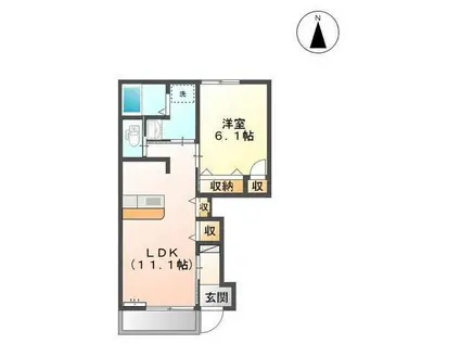 サン・エルシオンII(1LDK/1階)の間取り写真