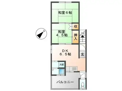 車谷アパ-ト(2DK/2階)の間取り写真