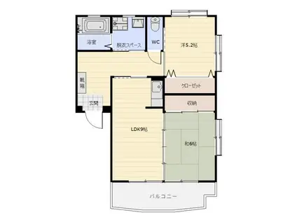 グランデージ西伊敷(2LDK/3階)の間取り写真