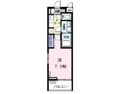 ＪＲ関西本線 春田駅 徒歩7分 3階建 築4年(1K/2階)の間取り写真
