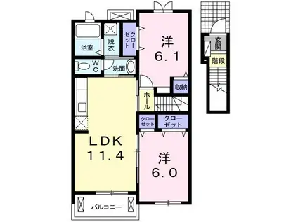 レジデンス井龍(2LDK/2階)の間取り写真