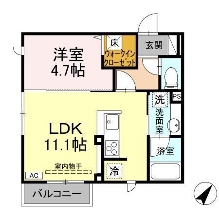 DーGRANDE下轡田 E(1LDK/1階)の間取り写真