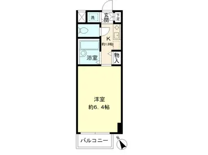 北辰ヒルズ早稲田(1K/4階)の間取り写真