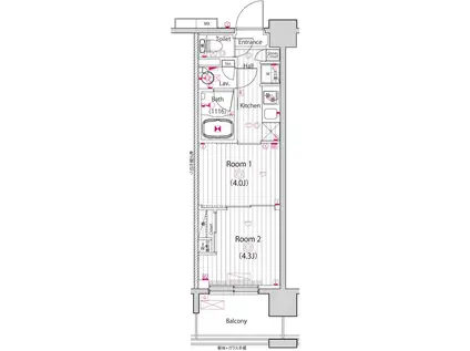 グランド・ガーラ東大島(2K/2階)の間取り写真