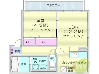 コーポ・ゼルゴバ(1LDK/2階)の間取り写真