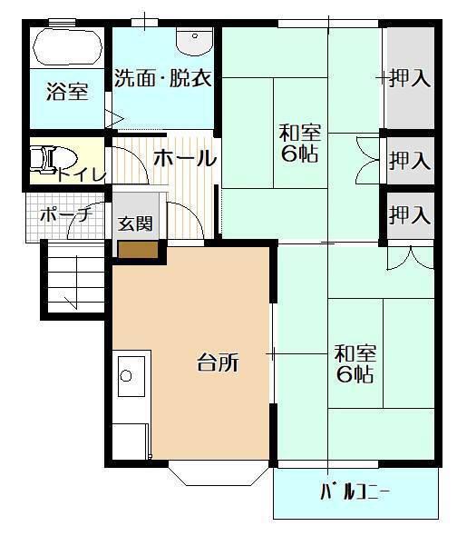天沼ハイツ(2DK/2階)の間取り写真