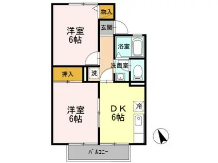 セジュールフェスタ A(2DK/2階)の間取り写真