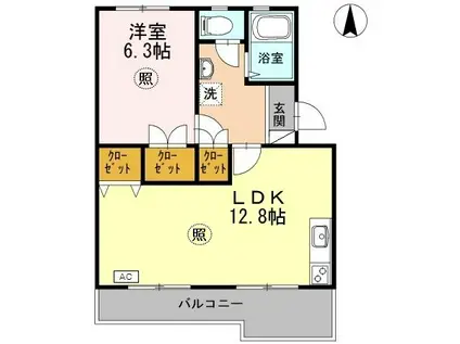 ロイヤルマンション2号棟(1LDK/3階)の間取り写真