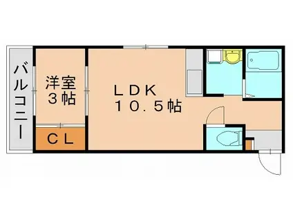 レジデンス諸岡(1LDK/3階)の間取り写真