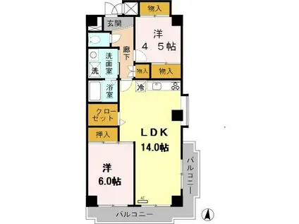 メゾン・ド・モンテアン(2LDK/4階)の間取り写真