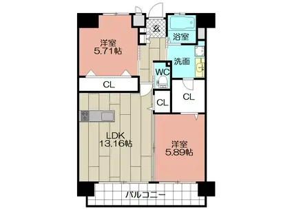 LEGENDTAKAMI(2LDK/7階)の間取り写真