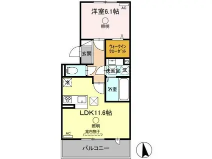 シェシレーヌ(1LDK/1階)の間取り写真