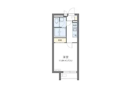 アムール(1K/1階)の間取り写真