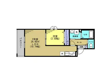 ミリア北習志野(1LDK/1階)の間取り写真