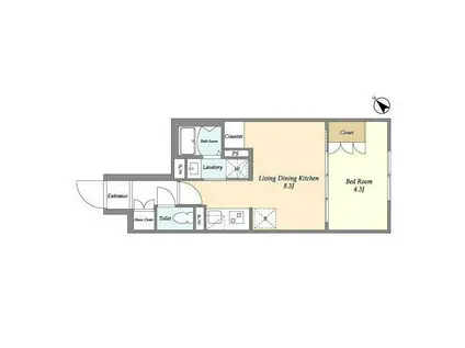 ウェルスクエア駒込(1LDK/2階)の間取り写真
