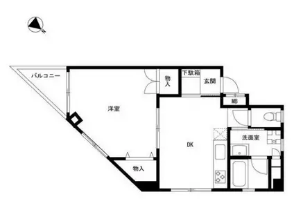 岩楯ビル(1DK/2階)の間取り写真