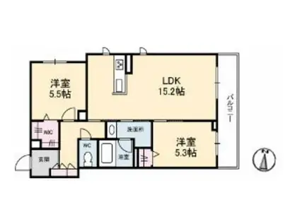 リベラス(2LDK/2階)の間取り写真