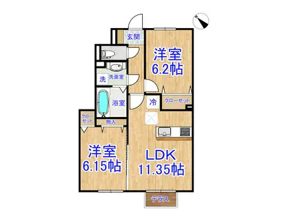 サンライトハイツ(2LDK/1階)の間取り写真