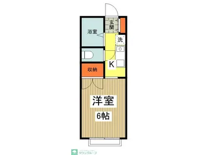 プレール(1K/1階)の間取り写真