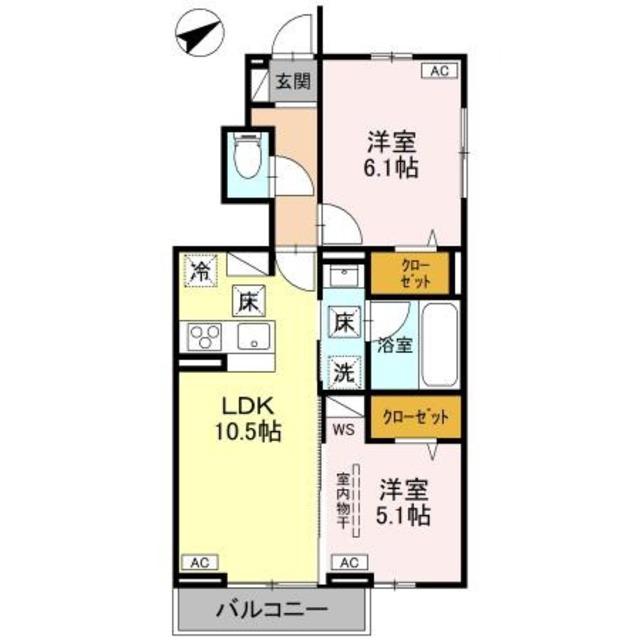 WISTERIA III(2LDK/1階)の間取り写真