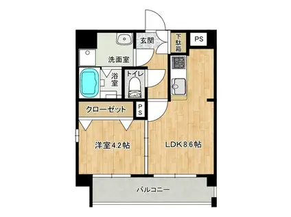 ラ・クラセーヴァ下関藤附(1LDK/3階)の間取り写真