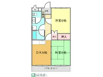 短期可 ドゥエル川越(2DK/2階)の間取り写真