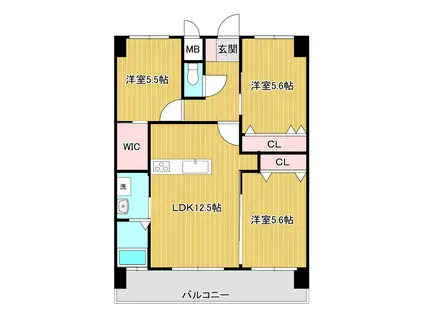 メディプラカーサ(3LDK/13階)の間取り写真