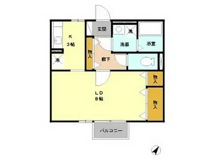 パルコートM A(1K/2階)の間取り写真