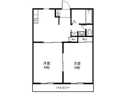 パークハイツ桜B(2DK/1階)の間取り写真