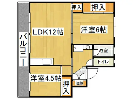 ビレッジハウス筑後(2LDK/3階)の間取り写真