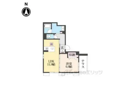 リベルテ猪熊(1LDK/1階)の間取り写真