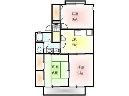ファミール三木 B(3DK/1階)の間取り写真