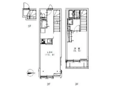ソルナクレイシア鷺ノ宮(1LDK/2階)の間取り写真